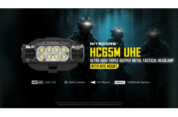Image of Nitecore HC65M UHE NVG Mountable USB-C Rechargeable Headlamp, Black, HC65MUHE