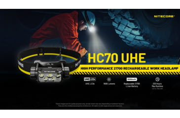 Image of Nitecore HC70 UHE 1600s Lumens Headlamp w/Extra Long Runtime, Black, HC70 UHE