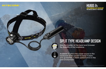 Image of Nitecore HU60 1600 Lumen Focusable Headlamp with NPB1 Power Bank, Black, 6952506406227
