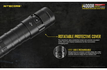 Image of Nitecore i4000R 4400 Lumen USB-C Rechargeable LED Flashlight, Black, 6952506405848