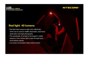 Image of Nitecore LA30 Bi-Fuel 1 x Built-In Li-ion Battery Pack / 2 x AA High CRI LED Camping Lantern, 250 Lumens, Yellow, LA30-YELLOW