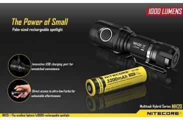 Image of Nitecore MH20 Rechargeable CREE XM-L2 U2 LED Flashlight,1000 Lumens, Black NITECORE-MH20
