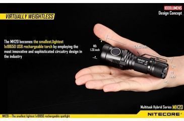 Image of Nitecore MH20 Rechargeable CREE XM-L2 U2 LED Flashlight,1000 Lumens, Black NITECORE-MH20