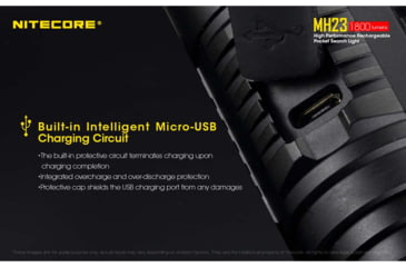 Image of Nitecore MH23 1800 Lumen USB Rechargeable Compact EDC Flashlight, Black, 6952506404001