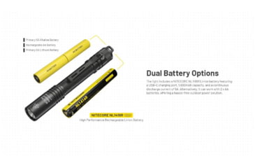 Image of Nitecore MT2A Pro LED EDC Rechargeable Flashlight, AA, 1000 Lumen, Black, FL-NITE-MT2APRO
