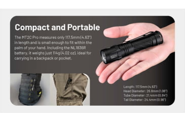 Image of Nitecore MT2C Pro 1800 Lumen Rechargeable EDC Flashlight, Black, MT2CPRO