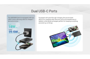 Image of Nitecore NB20000 Gen 3 Dual USB-C Power Bank, 20 mAh, NB20000G3