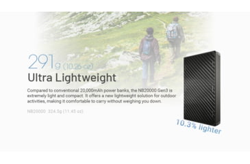 Image of Nitecore NB20000 Gen 3 Dual USB-C Power Bank, 20 mAh, NB20000G3