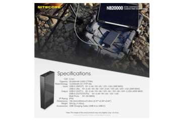 Image of Nitecore NB20000 QC USB &amp; USB-C 4 Port 20000mAh Power Bank, Black, 6952506494446