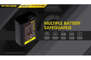 Image of Nitecore NC-BP001 Camera Battery Compatible with Sony NP-FW50, Black, 6952506494583