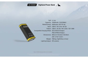 Image of Nitecore NC10000 USB-C QC/PD 10000mAh Outdoor Power Bank, Black, 6952506495429