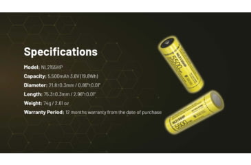 Image of Nitecore NL2155HP 5500mAh 21700 Rechargeable Battery