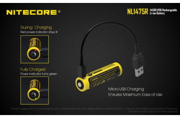Image of Nitecore NL1475R 750mAh USB Rechargeable 14500 Battery, Yellow, 6952506492404
