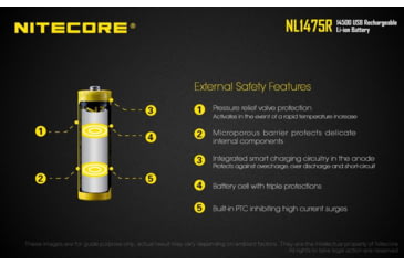 Image of Nitecore NL1475R 750mAh USB Rechargeable 14500 Battery, Yellow, 6952506492404