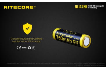 Image of Nitecore NL1475R 750mAh USB Rechargeable 14500 Battery, Yellow, 6952506492404