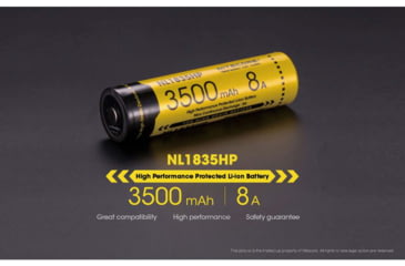 Image of Nitecore NL1835HP 3500mAh High Performance Rechargeable 18650 Battery, Yellow, 6952506492343