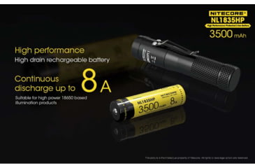 Image of Nitecore NL1835HP 3500mAh High Performance Rechargeable 18650 Battery, Yellow, 6952506492343