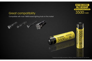 Image of Nitecore NL1835HP 3500mAh High Performance Rechargeable 18650 Battery, Yellow, 6952506492343