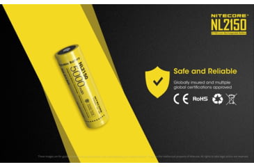 Image of Nitecore NL2150 21700 5000mAh Rechargeable Li-ion Battery, Yellow, 6952506492848