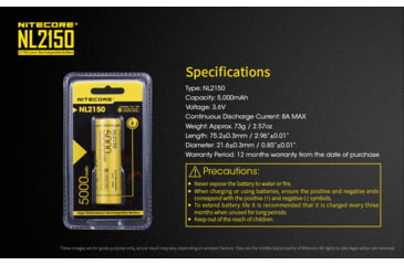 Image of Nitecore NL2150 21700 5000mAh Rechargeable Li-ion Battery, Yellow, 6952506492848