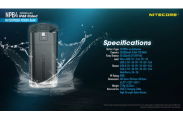 Image of Nitecore NPB4 20,000mAh Waterproof Power Bank, Black, 6952506494439
