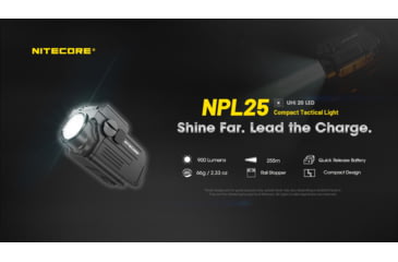 Image of Nitecore NPL25 900 Lumens Rechargeable Compact Rail Mount LED Flashlight, Black, 6952506408108