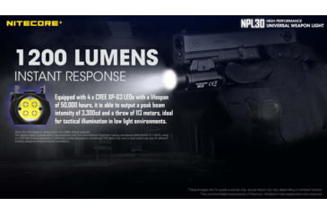 Image of Nitecore NPL30 1200 Lumen Rail Mount Flashlight, Black, 6952506404148