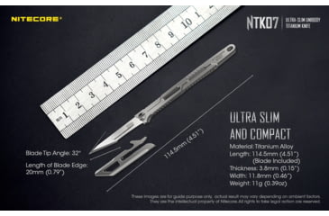 Image of Nitecore NTK07 Titanium Knife, 4.51in, Silver, 6952506494088
