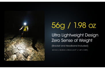 Image of Nitecore NU25 Ultralight Rechargeable Headlamp, 400 Lumens, USB-C, Strap, Black, FL-NITE-NU25-400-BK