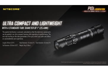 Image of Nitecore P10i 1800 Lumen USB-C Rechargeable Flashlight, Black, 6952506406500