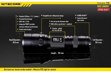 Image of Nitecore P20 XM-L2 LED Flashlight,800 Lumens NITECORE-P20-XML2