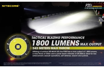 Image of Nitecore P20i 1800 Lumen USB-C Rechargeable LED Flashlight, Black, 6952506406326
