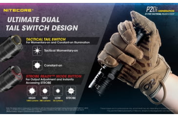 Image of Nitecore P20i 1800 Lumen USB-C Rechargeable LED Flashlight, Black, 6952506406326