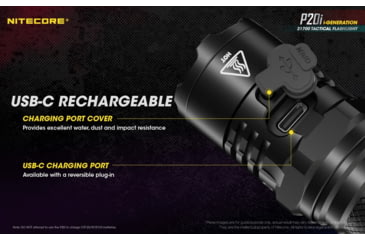 Image of Nitecore P20i 1800 Lumen USB-C Rechargeable LED Flashlight, Black, 6952506406326