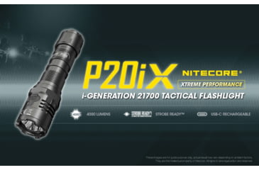Image of Nitecore P20iX 4000 Lumen USB-C Rechargeable Flashlight, Black, 6952506406722