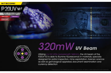 Image of Nitecore P20UV V2 1000 Lumen LED Flashlight, Black, 6952506406401