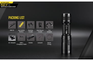 Image of Nitecore R40 v2 1200 Lumen Rechargeable Flashlight Kit, Black, 6952506405992