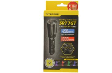 Image of Nitecore SRT7GT 1 x 18650/ 2 x CR123A/ RCR123A/ 16340 CREE XP-L HI V3 LED SmartRing Tactical Flashlight, 1000 Lumens, Black, SRT7GT