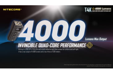 Image of Nitecore T4K 4000 Lumen Ultra Bright EDC Flashlight, Black, 6952506406524