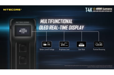 Image of Nitecore T4K 4000 Lumen Ultra Bright EDC Flashlight, Black, 6952506406524