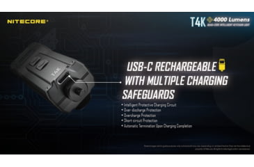 Image of Nitecore T4K 4000 Lumen Ultra Bright EDC Flashlight, Black, 6952506406524