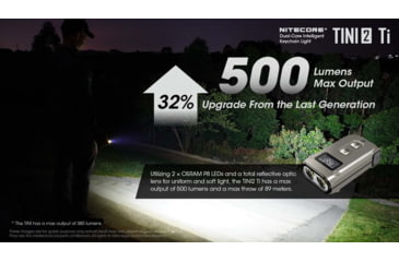 Image of Nitecore TINI 2 500 Lumen Rechargeable Keychain Flashlight, Titanium, 6952506407163
