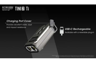 Image of Nitecore TINI 2 500 Lumen Rechargeable Keychain Flashlight, Titanium, 6952506407163