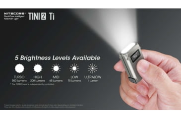 Image of Nitecore TINI 2 500 Lumen Rechargeable Keychain Flashlight, Titanium, 6952506407163