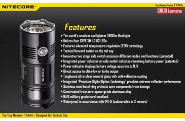Image of Nitecore TM06 Cree XM-L2 U2 LED Tiny Monster LED Flashlight,3800 Lumens NITECORE-TM06
