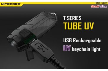 Image of Nitecore Tube Rechargeable UV LED USB Rechargeable Keylight, Black NITECORE-TUBE-UV