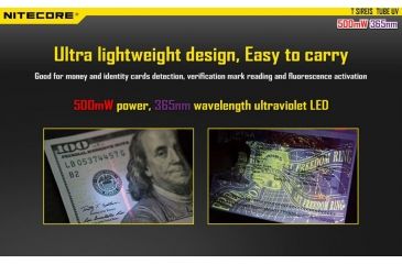 Image of Nitecore Tube Rechargeable UV LED USB Rechargeable Keylight, Black NITECORE-TUBE-UV