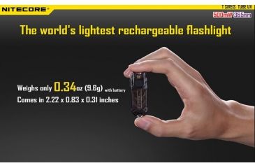 Image of Nitecore Tube Rechargeable UV LED USB Rechargeable Keylight, Black NITECORE-TUBE-UV