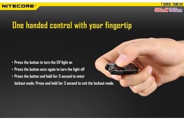 Image of Nitecore Tube Rechargeable UV LED USB Rechargeable Keylight, Black NITECORE-TUBE-UV