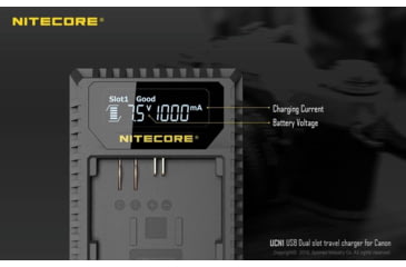 Image of Nitecore UCN1 Canon Camera Battery Charger for LP-E6, LP-E6N and LP-E8 Batteries, Black, 6952506491797
